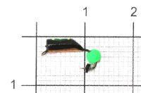 Мормышка Столбик №3 d2 флуоресцентный шар зеленый, медь Санхар