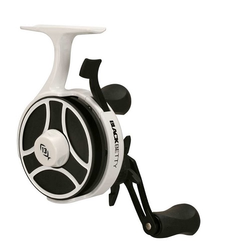 Катушка 13 Fishing Black Betty Free Fall Ghost Ice Reel 2.5:1 - Left Hand BlackOut Glow  (бело-черная)