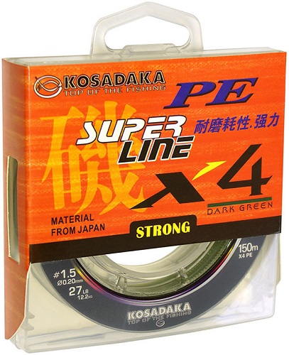 Леска плетеная Kosadaka SUPER LINE PE X4 150м dark green 0.30 mm