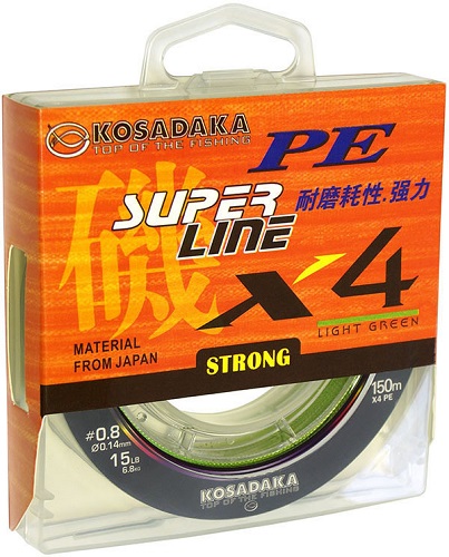 Леска плетеная Kosadaka SUPER LINE PE X4 150м light-green 0.10 mm