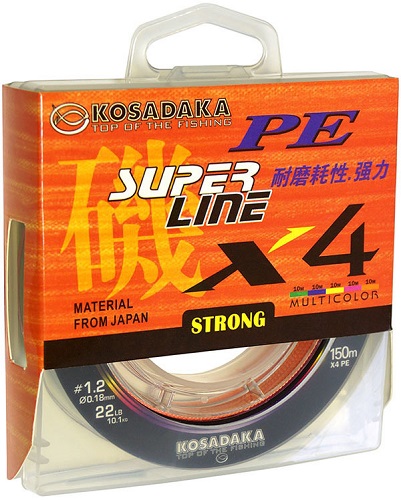 Леска плетеная Kosadaka SUPER LINE PE X4 150м multicolor 0.20 mm