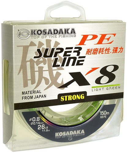 Леска плетеная Kosadaka SUPER LINE PE X8 150м light-green 0.30 mm