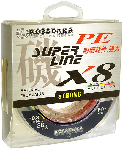 Леска плетеная Kosadaka SUPER LINE PE X8 150м multicolor 0.12 mm