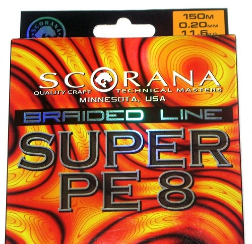 Леска плетеная Scorana SUPER PE 8, 150m, Темн. Зелен., 0.18mm