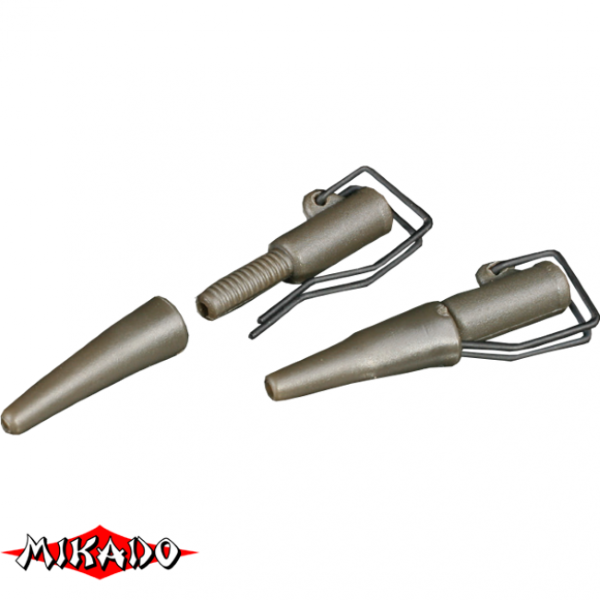 AMC-9054-07 Клипса для карпового монтажа \"Mikado\" с замком и рукавом, серо-зелён. (уп.-6) (AMC-9054-07)