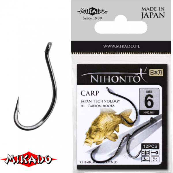 *Арт.HN2401-6BN Крючки \" Mikado - NIHONTO - CARP №6 BN (с ушком)  (HN2401-6BN)
