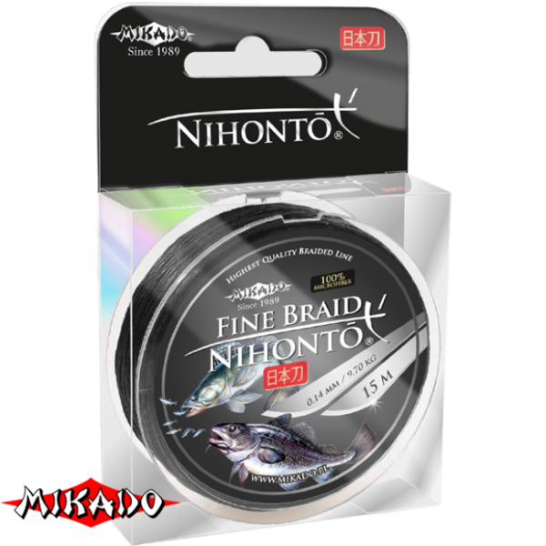 Плетеный шнур \" Mikado \" NIHONTO FINE BRAID BLACK 0,20 ( 15м ) - 16,60кг (Z21B-020)