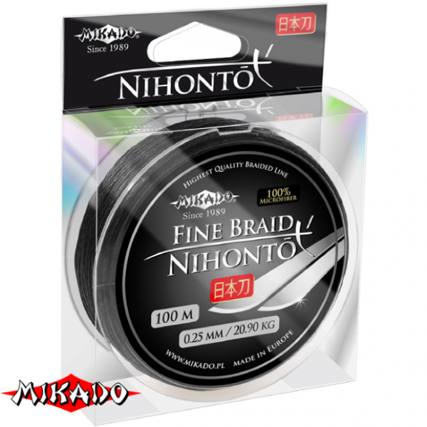 Плетеный шнур \" Mikado \" NIHONTO FINE BRAID BLACK 0,18 (100м) - 14,40кг (Z30B-018)