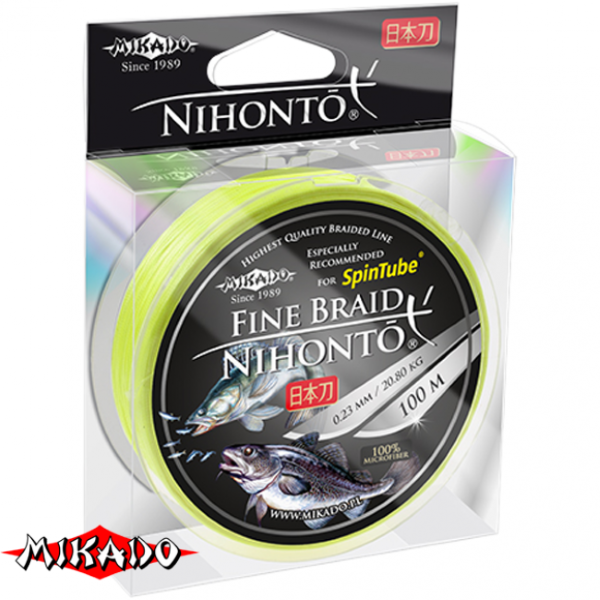 Плетеный шнур \" Mikado \" NIHONTO FINE BRAID FLUO 0,16 (100м) - 12,50кг (Z30F-016)