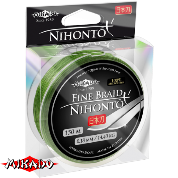 Плетеный шнур \" Mikado \" NIHONTO FINE BRAID GREEN 0,18 (150м) - 14,40кг (Z19G-018)