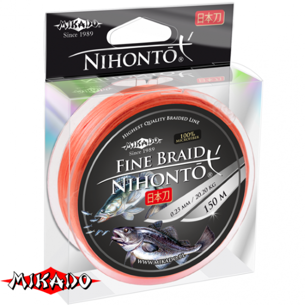 Плетеный шнур \" Mikado \" NIHONTO FINE BRAID ORANGE 0,18 (150м) - 14,40кг (Z19O-018)