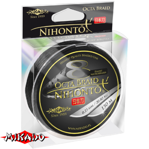 Плетеный шнур \" Mikado \" NIHONTO OCTA BRAID BLACK 0,12 (150м) - 8,90кг (Z24B-012)