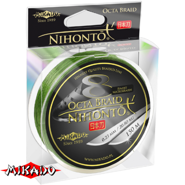 Плетеный шнур \" Mikado \" NIHONTO OCTA BRAID GREEN 0,20 (150м) - 18,10кг (Z24G-020)