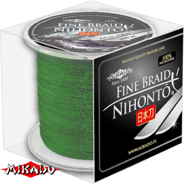 Плетеный шнур \" Mikado \" NIHONTO FINE BRAID GREEN 0,12 ( 300м ) - 8,80кг (Z20G-012)
