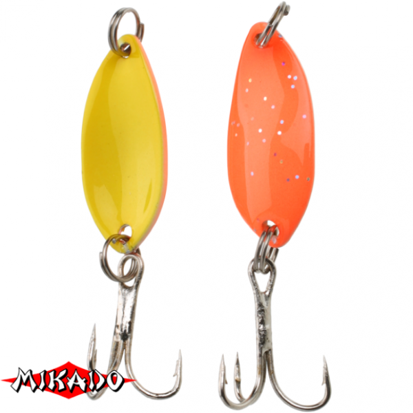 Блесна колебл. \"Mikado\" TROUT CAMPIONE MINI 1,4гр./2,2см - ORANGE GLITTER/YELLOW (PMB-WTC-OY)