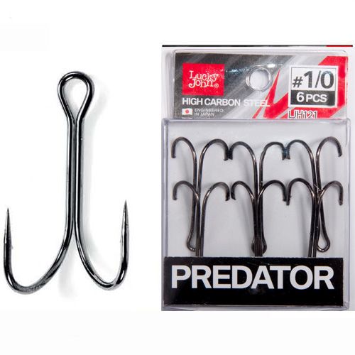 Крючки-двойники Lucky John PREDATOR сер. LJH121  разм.001/0 6 шт.