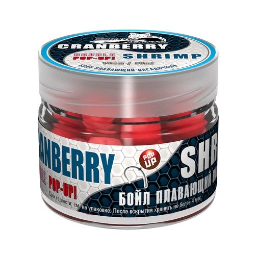 Бойлы насад. плав. двух цв. Sonik Baits CRENBERRY-SHRIMP Fluo Pop-ups 14мм 90мл