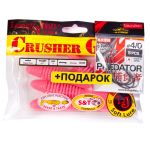 Комплект: твистер LJ Pro Series CRUSHER GRUB 4,5in/F05 и крючки офсетные LJ PREDATOR сер. LJH345 разм.004