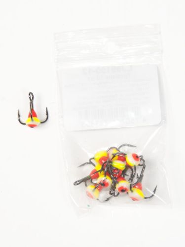 Крючок-тройник для приманок Lucky John с каплей цвет. разм.014/YRF