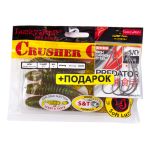 Комплект: твистер LJ Pro Series CRUSHER GRUB 4,5in/PA19 и крючки офсетные LJ PREDATOR сер. LJH345 разм.004