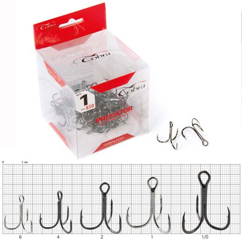 Крючки-тройники Cobra сер. CT310 разм.002 50шт.