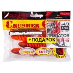 Комплект: твистер LJ Pro Series CRUSHER GRUB 4,5in/T48 и крючки офсетные LJ PREDATOR сер. LJH345 разм.004