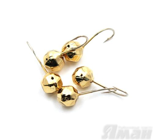 Мормышка \"ЯМАН\" шар с отв.,цв.GOLD PLATED, d 6, гран., вес 1,2 г (уп. 5 шт.)