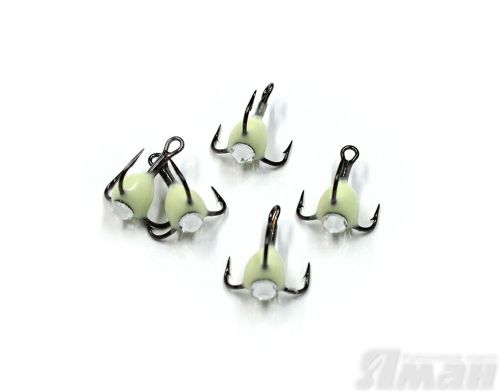 Крючок-тройник ЯМАН с камнем, размер 12 (INT), цвет С/Н (5 шт.)