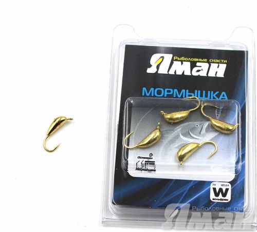 Мормышка вольф\"ЯМАН\"Банан с ушк, р.3,вес 1,10,цв.золото(уп.5 шт.)