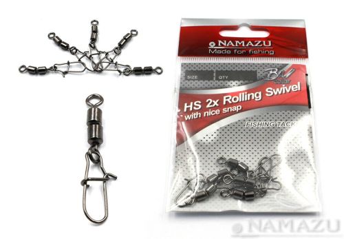 Вертлюг двойной с застежкой Namazu HS 2X ROLLING SWIVELS WITH NICE SNAP, цв. BN, р. 8, test-9 кг (уп