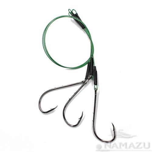 Поводок стальной NAMAZU 1х7 Nylon Coated Green, d-0,48 мм, L-40 см, с одинарным крючком 92247 Baitho