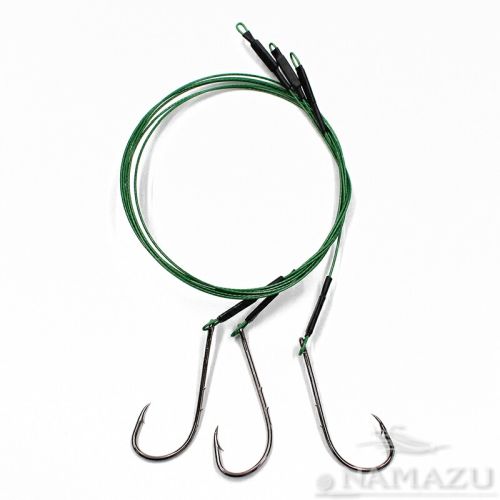 Поводок стальной NAMAZU 1х7 Nylon Coated Green, d-0,48 мм, L-50 см, с одинарным крючком 92247 Baitho