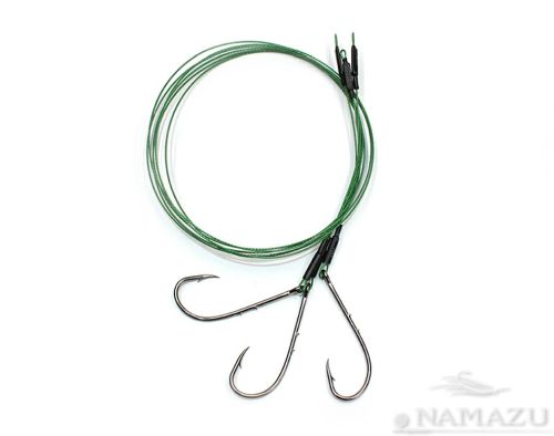Поводок стальной NAMAZU 1х7 Nylon Coated Green, d-0,54 мм, L-50 см, с одинарным крючком 92247 Baitho