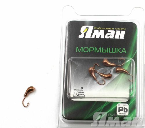 Мормышка \"ЯМАН\" уралка с отв.,цв.COPPER PLATED, d 5, вес 1,0 г (уп. 5 шт.)