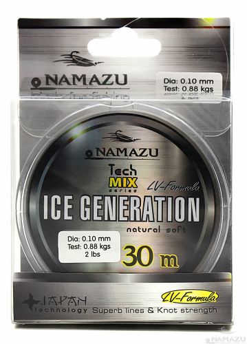 Леска Namazu \"Ice Generation\", L-30 м, d-0,18 мм, test-2,59 кг, прозрачная/10/400/