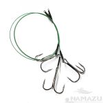 Поводок стальной NAMAZU 1х7 Nylon Coated Green, d-0,48 мм, L-40 см, с тройным крючком 35647 Round Be