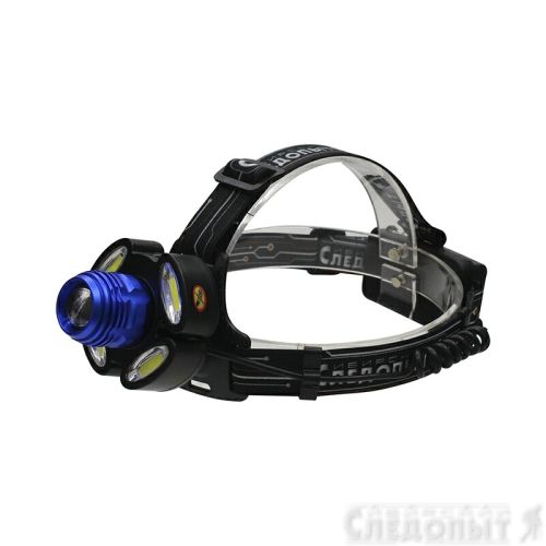 Фонарь налобный \"СИБИРСКИЙ СЛЕДОПЫТ-Стильб\", 1 LED + 4 COB, zoom, аккум. 220В/60/