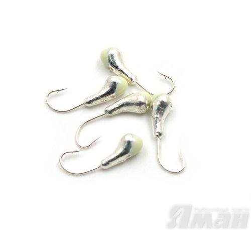 Мормышка \"ЯМАН\" уралка с отв.,цв.SILVER PLATED, с фосф. пяткой, d 4, вес 0,5 г (уп. 5 шт.)