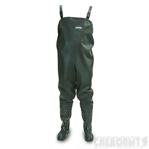 Полукомбинезон рыбацкий СЛЕДОПЫТ ПВХ+нейлон, р. 41, цв. олива/5/
