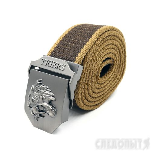 Ремень \"СЛЕДОПЫТ-Тигр\", 1400х36 мм, текстиль, коричневый/120/