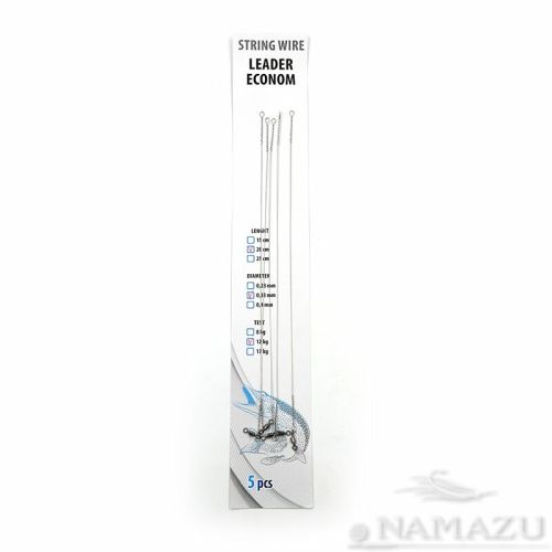 Поводок струна с вертлюгом NAMAZU Leader, d-0,33 мм, L-15 см, test- 12 кг (уп. 5 шт.)/1000/
