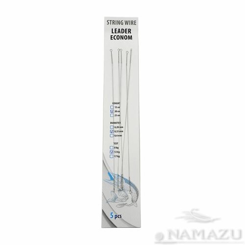 Поводок струна NAMAZU Leader, d-0,28 мм, L-15 см, test- 8 кг (уп. 5 шт.)/1500/