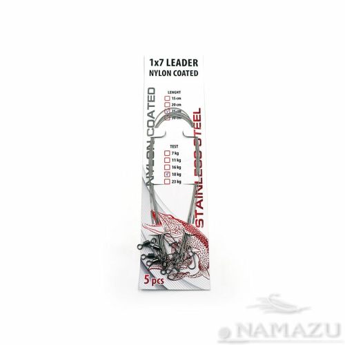 Поводок стальной NAMAZU Leader 1х7 Nylon Coated, d-0,24 мм, L-30 см, test- 7 кг (уп. 5 шт.)