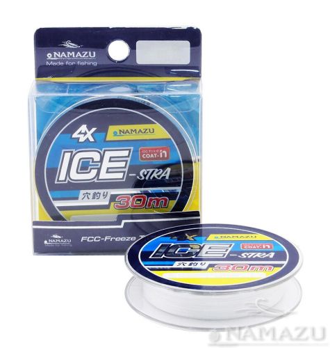 Шнур плетеный Namazu \"Ice-Stra\" 4Х, L-30 м, d-0,1 мм, test-6,8 кг, белый/560/200/