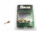 Мормышка "ЯМАН" капля с отв.,цв.GOLD PLATED, с фосф. пяткой, d 4, вес 0,45 г (уп. 5 шт.)