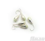 Мормышка "ЯМАН" капля с отв.,цв.SILVER PLATED, с фосф. пяткой, d 4, вес 0,45 г (уп. 5 шт.)