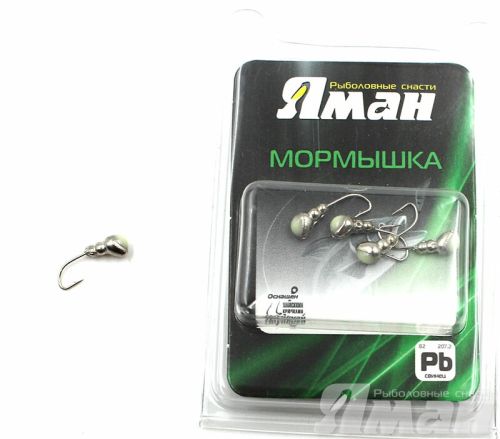 Мормышка \"ЯМАН\" муравей с отв.,цв.NL с фосф. пяткой, d 4, вес 0,6 г (уп. 5 шт.)