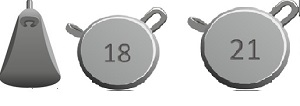 Набор грузил IZUMI Umami Weights H pack (18гр x 2 шт. + 21гр. x 2 шт.), 4 шт в упак.